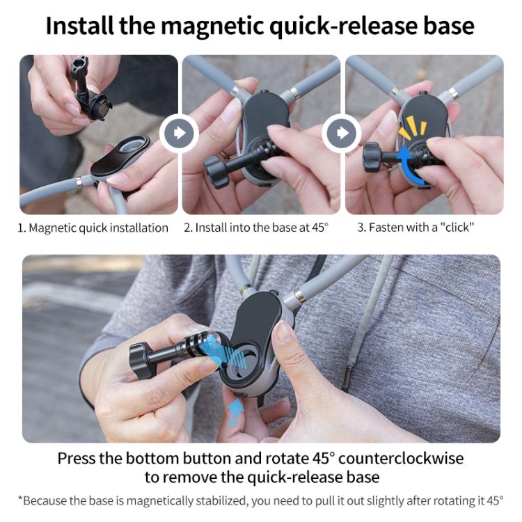 Magnetic Neck Mount Anti-shake Bracket, Type:6 in 1 Phone Clamp