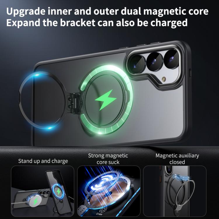For Samsung Galaxy S25 5G Double Ring MagSafe Magnetic Holder Phone Case