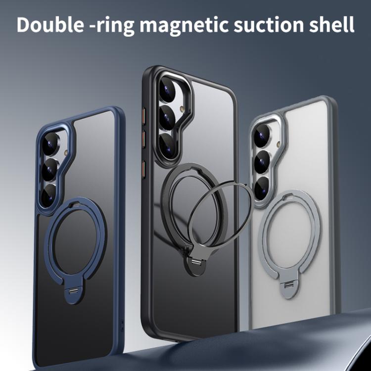 For Samsung Galaxy S25 5G Double Ring MagSafe Magnetic Holder Phone Case