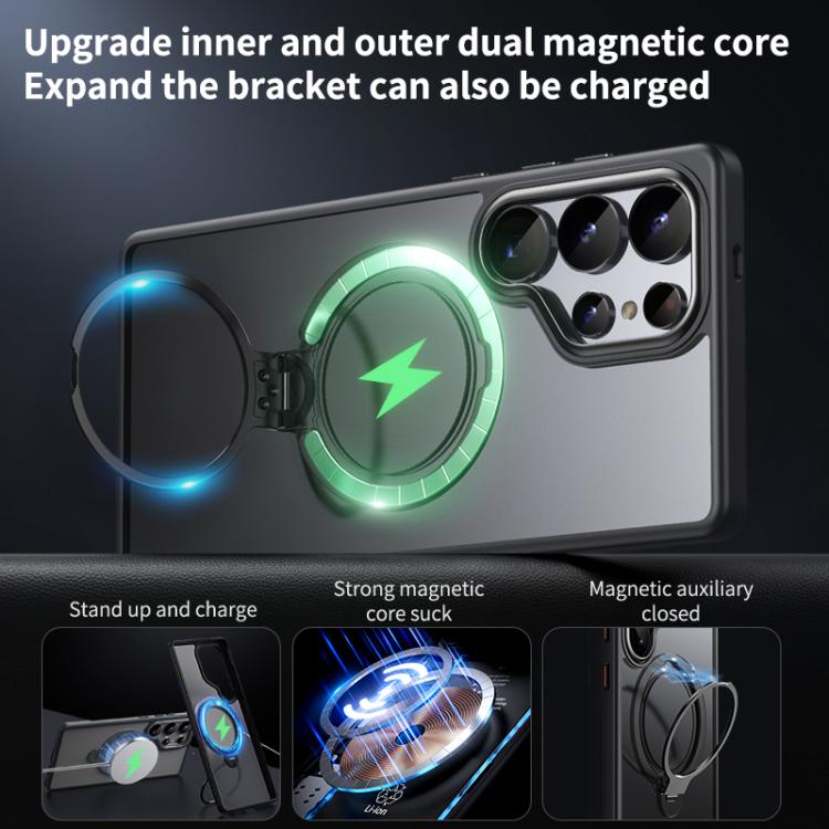 For Samsung Galaxy S25 Ultra 5G Double Ring MagSafe Magnetic Holder Phone Case