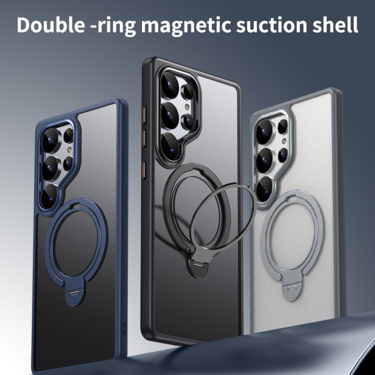 For Samsung Galaxy S25 Ultra 5G Double Ring MagSafe Magnetic Holder Phone Case