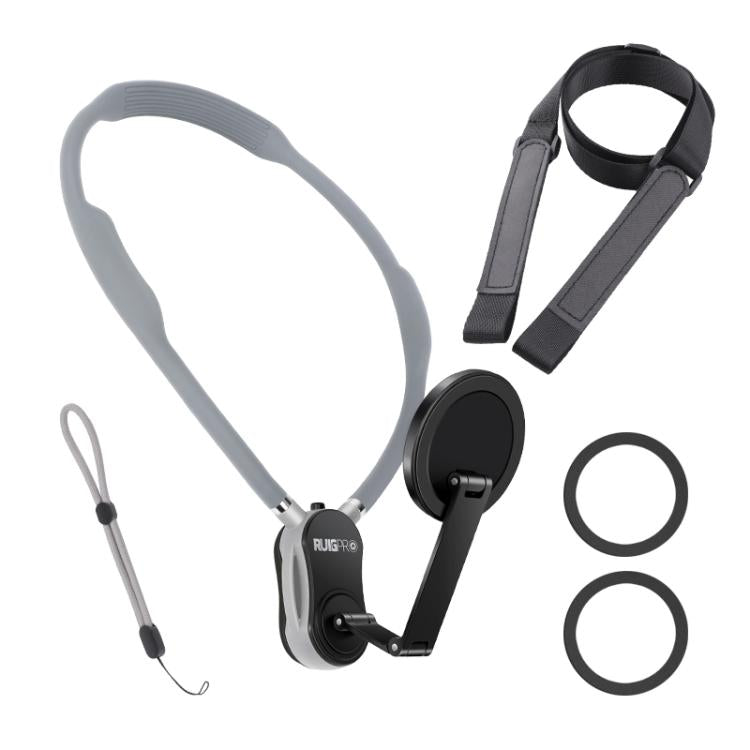 RUIGPRO Magnetic Neck Mount Anti-shake Phone Bracket - Grey