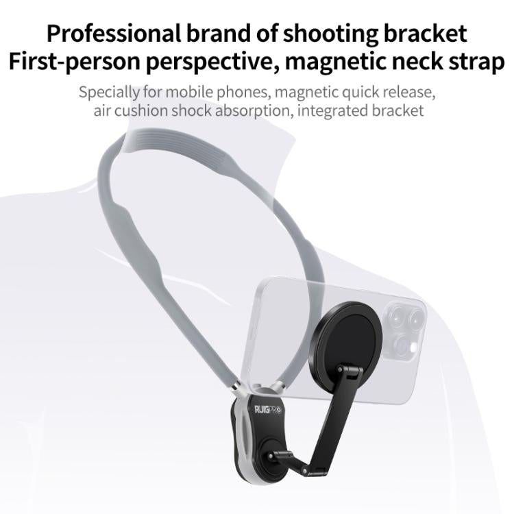 RUIGPRO Magnetic Neck Mount Anti-shake Phone Bracket - Grey
