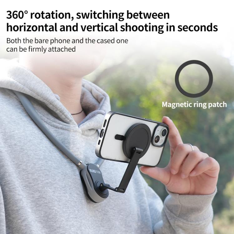 RUIGPRO Magnetic Neck Mount Anti-shake Phone Bracket - Grey