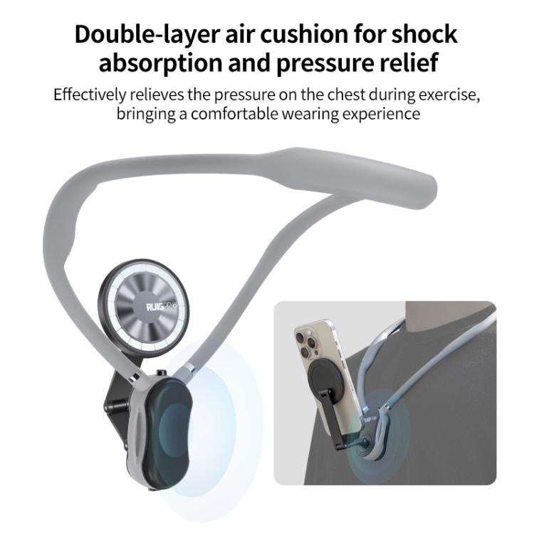 RUIGPRO Magnetic Neck Mount Anti-shake Phone Bracket - Grey