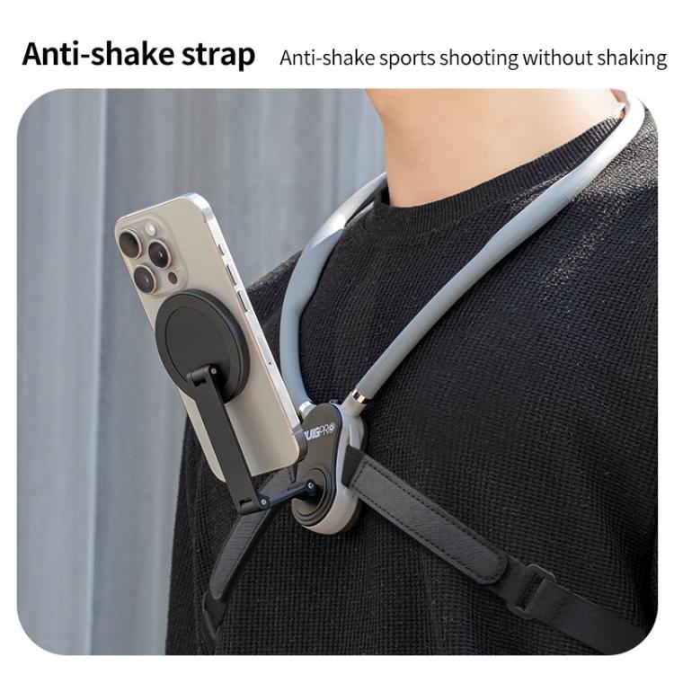 RUIGPRO Magnetic Neck Mount Anti-shake Phone Bracket - Grey