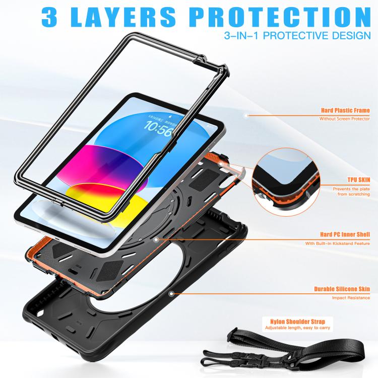 For iPad 2025 / 2022 Holder Silicone Hybrid PC Tablet Case - Black