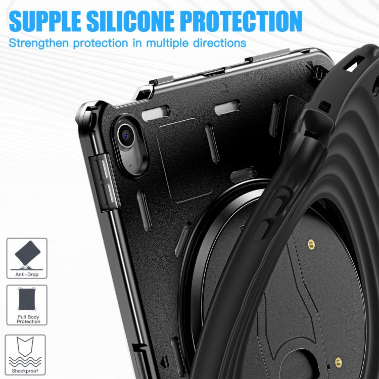 For iPad 2025 / 2022 Holder Silicone Hybrid PC Tablet Case - Black