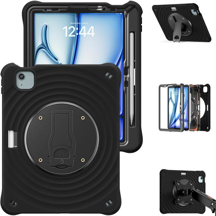 For iPad Air 11 2026 / 2025 / 2024 Holder Silicone Hybrid PC Tablet Case - Black