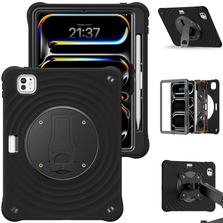 For iPad Pro 11 2025 / 2024 Holder Silicone Hybrid PC Tablet Case - Black