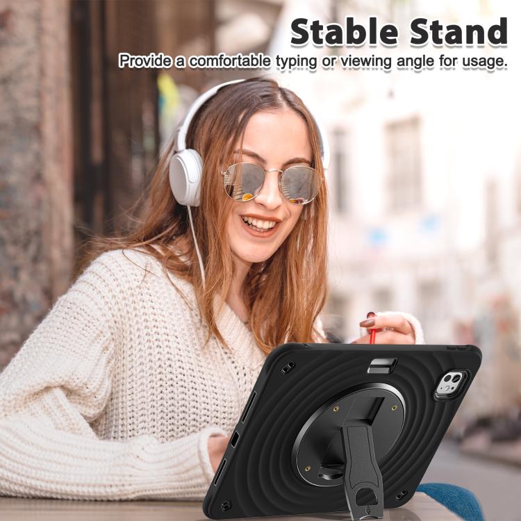 For iPad Pro 11 2025 / 2024 Holder Silicone Hybrid PC Tablet Case - Black