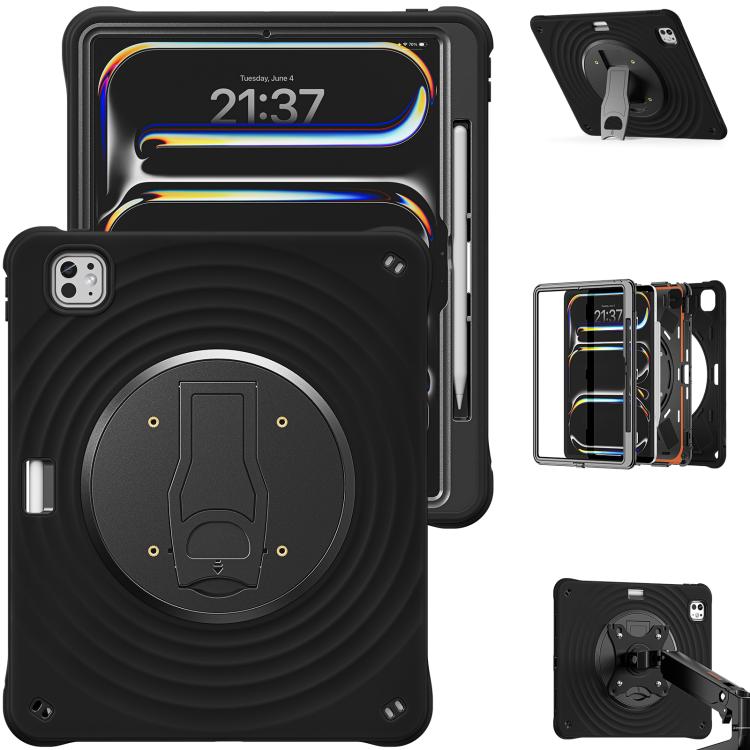 For iPad Pro 13 2025 / 2024 Holder Silicone Hybrid PC Tablet Case - Black