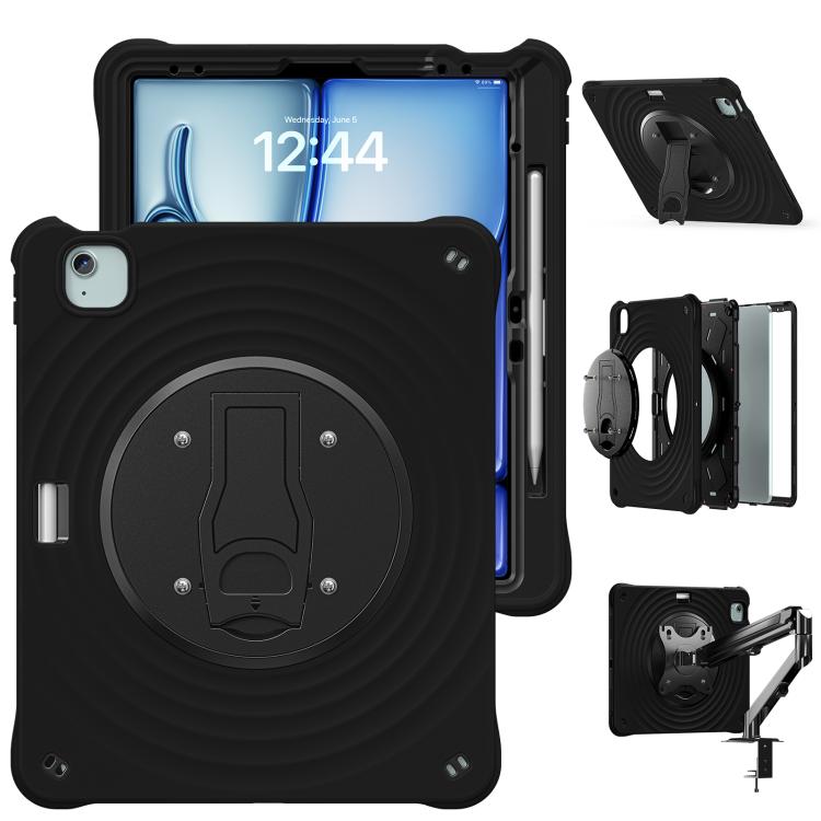 For iPad Air 13 2026 / 2025 / 2024 Holder Silicone Hybrid PC Tablet Case - Black
