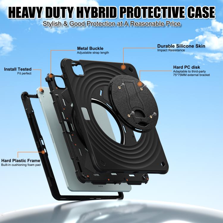 For iPad Air 13 2026 / 2025 / 2024 Holder Silicone Hybrid PC Tablet Case - Black