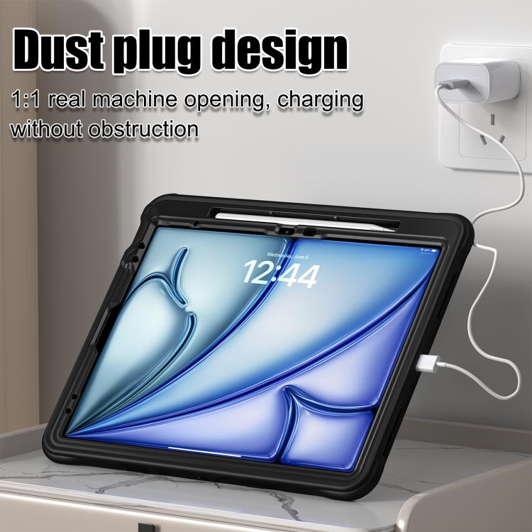 For iPad Air 13 2026 / 2025 / 2024 Holder Silicone Hybrid PC Tablet Case - Black