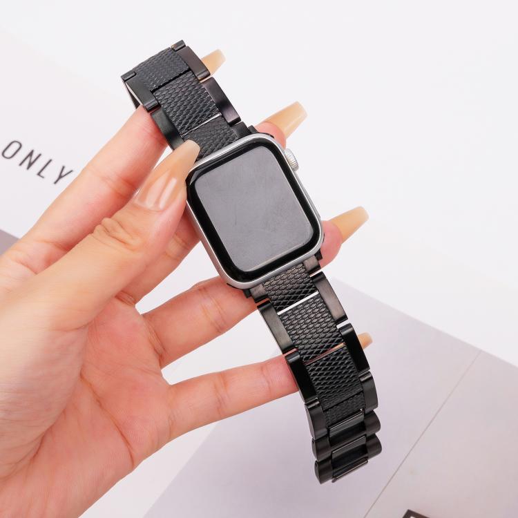 For Apple Watch 46mm / 49mm / 45mm / 44mm Wave Thread 3-bead Stainless Steel Watch Band