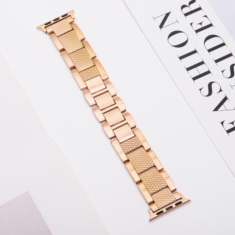 For Apple Watch 46mm / 49mm / 45mm / 44mm Wave Thread 3-bead Stainless Steel Watch Band