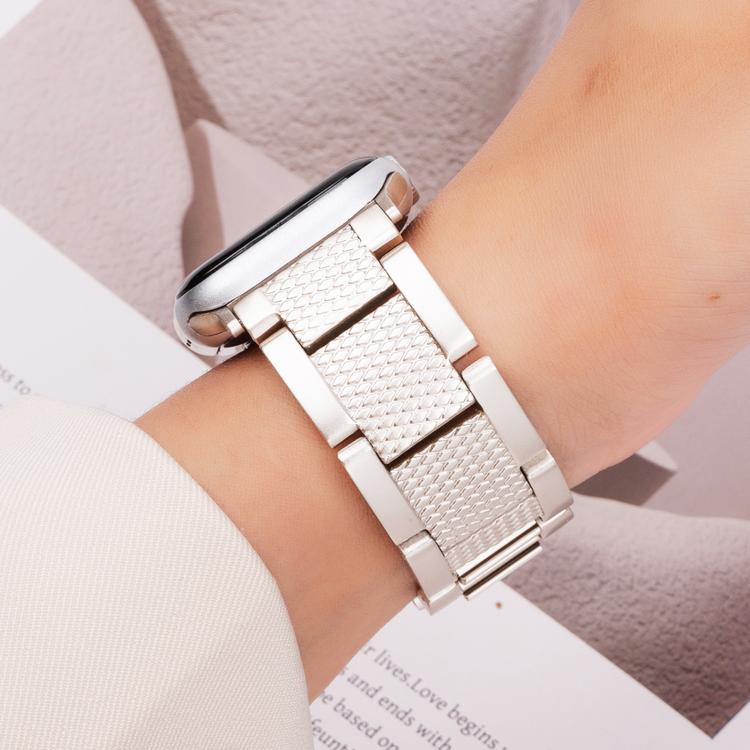 For Apple Watch 46mm / 49mm / 45mm / 44mm Wave Thread 3-bead Stainless Steel Watch Band