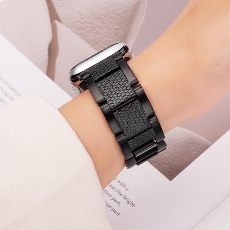 For Apple Watch 42mm / 41mm / 40mm / 38mm Wave Thread 3-bead Stainless Steel Watch Band