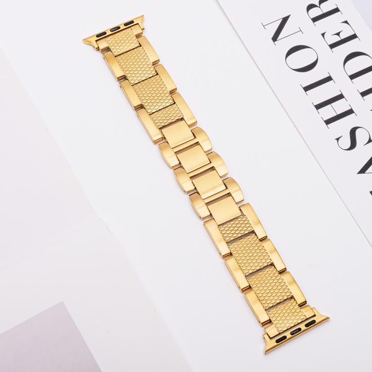 For Apple Watch 42mm / 41mm / 40mm / 38mm Wave Thread 3-bead Stainless Steel Watch Band