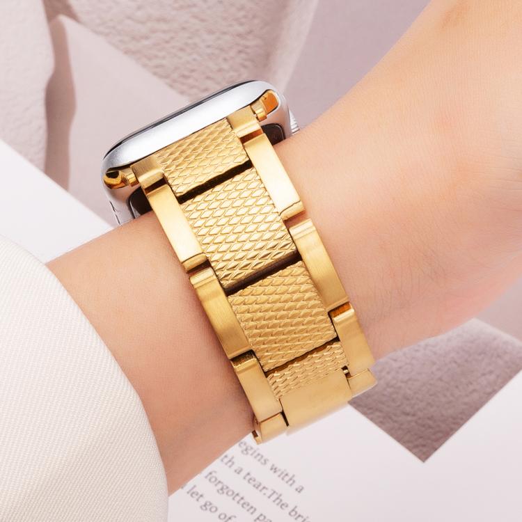 For Apple Watch 42mm / 41mm / 40mm / 38mm Wave Thread 3-bead Stainless Steel Watch Band