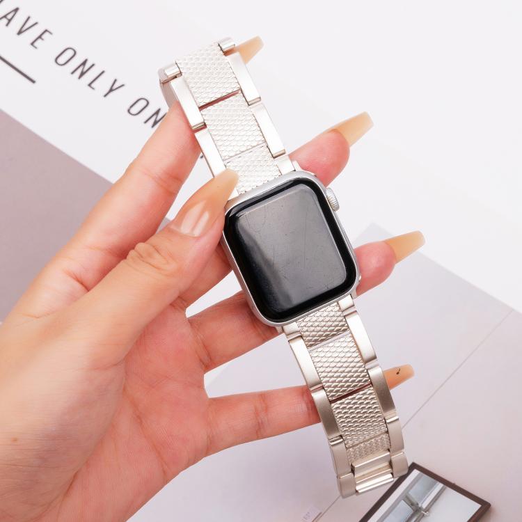 For Apple Watch 42mm / 41mm / 40mm / 38mm Wave Thread 3-bead Stainless Steel Watch Band