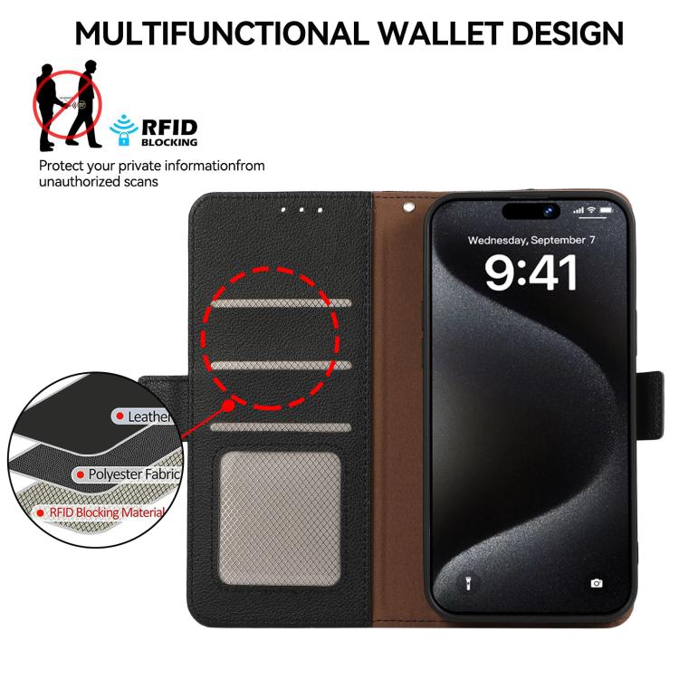 For Xiaomi 17 Pro ABEEL Side-Magnetic Litchi Pattern Leather RFID Phone Case