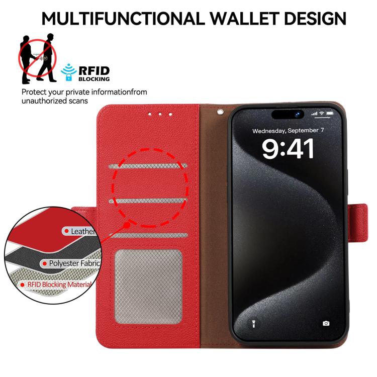 For Xiaomi 17 Pro ABEEL Side-Magnetic Litchi Pattern Leather RFID Phone Case