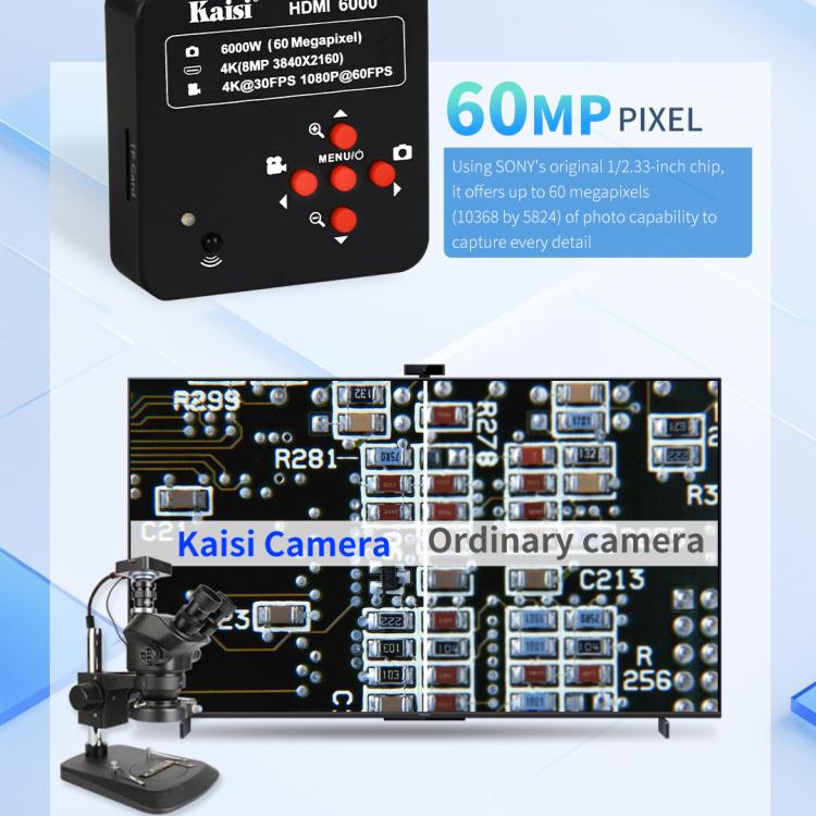 Kaisi HDMI 6000 HDMI / USB Dual Interface 60MP 4K Ultra HD Microscope Industrial Camera, Plug:US Plug