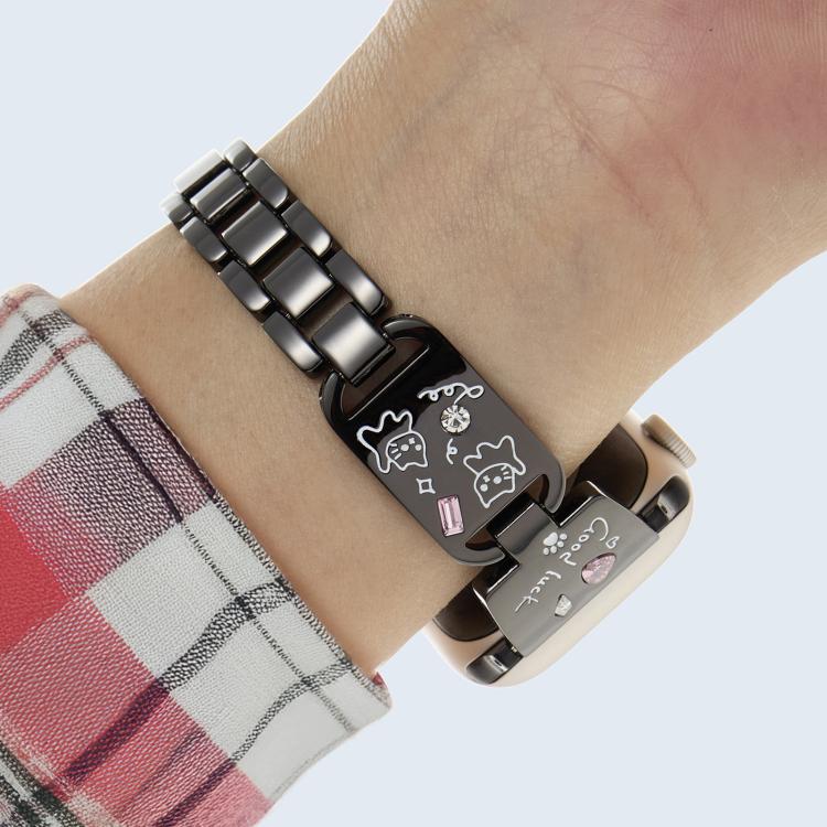 For Apple Watch 46mm / 49mm / 45mm / 44mm Colored Diamond Cat Stainless Steel Watch Band