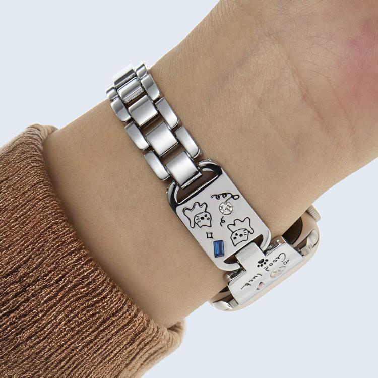 For Apple Watch 46mm / 49mm / 45mm / 44mm Colored Diamond Cat Stainless Steel Watch Band