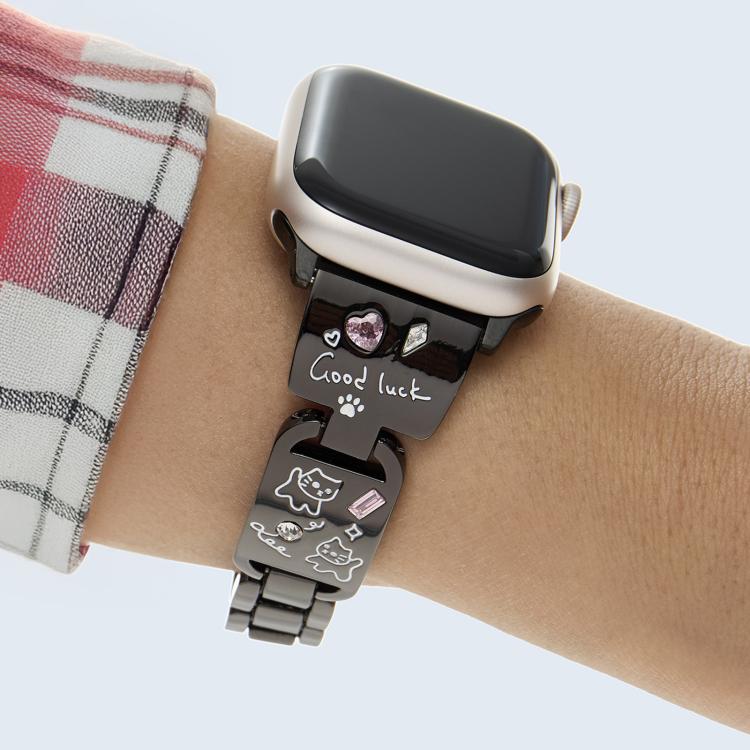For Apple Watch 42mm / 41mm / 40mm / 38mm Colored Diamond Cat Stainless Steel Watch Band