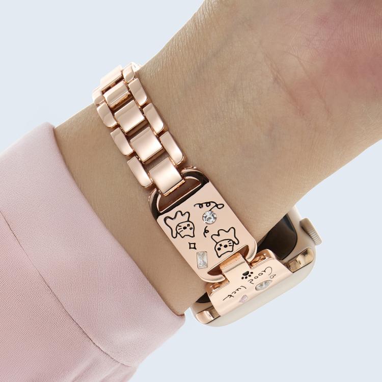 For Apple Watch 42mm / 41mm / 40mm / 38mm Colored Diamond Cat Stainless Steel Watch Band