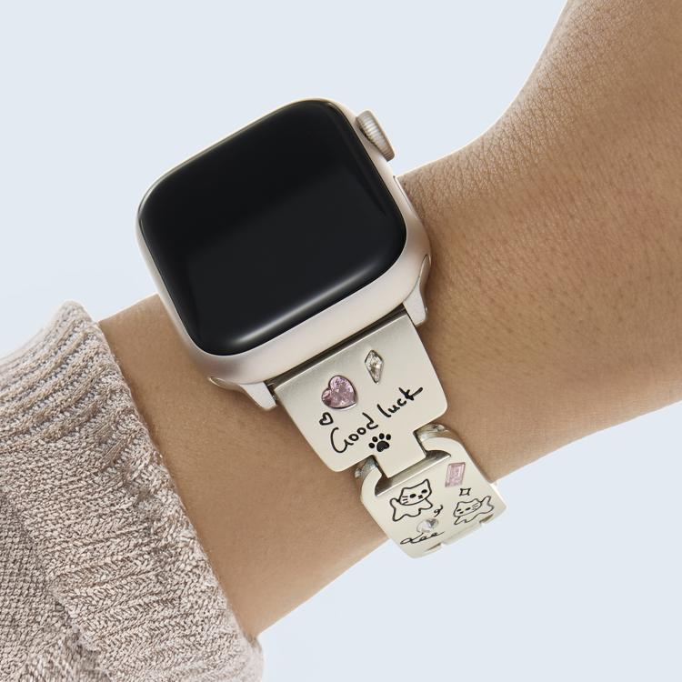 For Apple Watch 42mm / 41mm / 40mm / 38mm Colored Diamond Cat Stainless Steel Watch Band