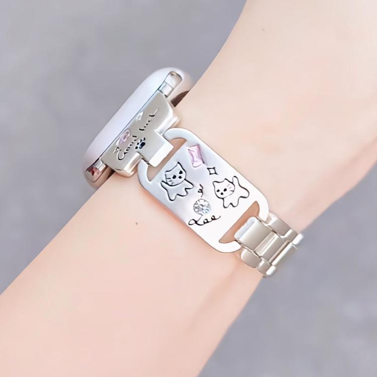 For Apple Watch 42mm / 41mm / 40mm / 38mm Colored Diamond Cat Stainless Steel Watch Band