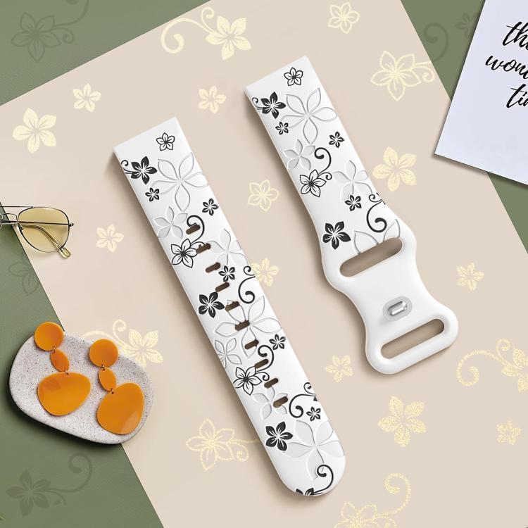 20mm Two Color Bauhinia Embossed Silicone Watch Band