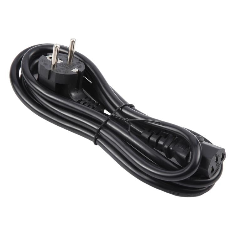 EU Plug Computer PC Power Cord 3 Pin Cable 0.5 Square, Length:1.8m - Black