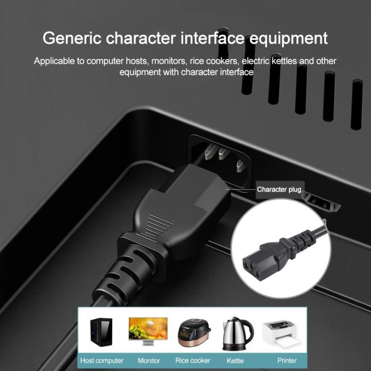 EU Plug Computer PC Power Cord 3 Pin Cable 0.5 Square, Length:1.8m - Black