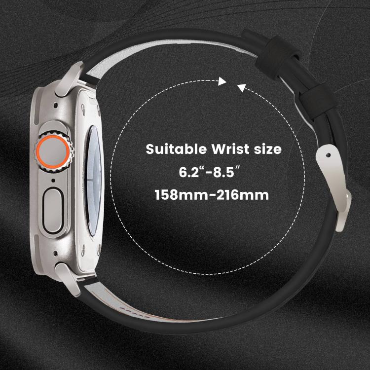 For Apple Watch 46mm / 49mm / 45mm / 44mm Titanium Buckle Nappa Genuine Leather Watch Band
