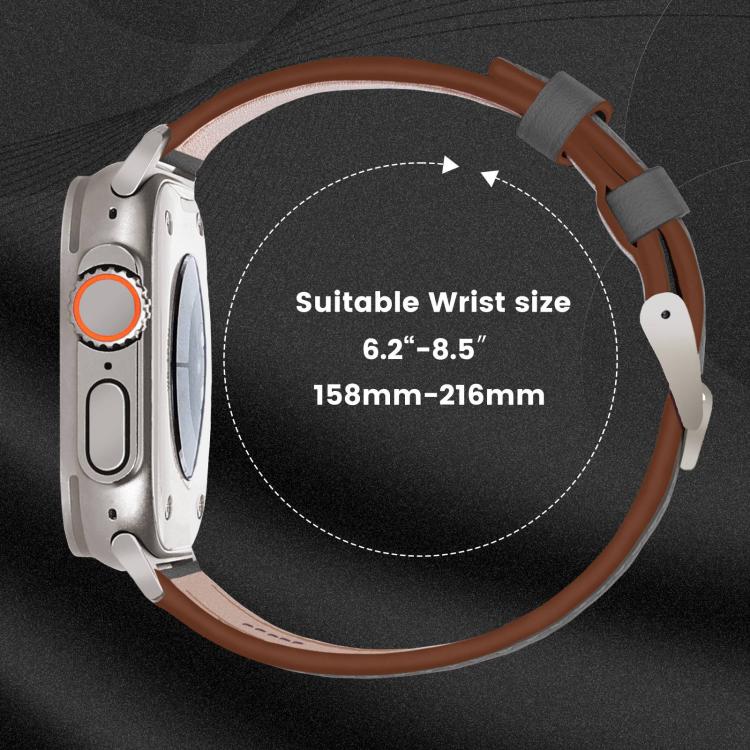 For Apple Watch 46mm / 49mm / 45mm / 44mm Titanium Buckle Nappa Genuine Leather Watch Band