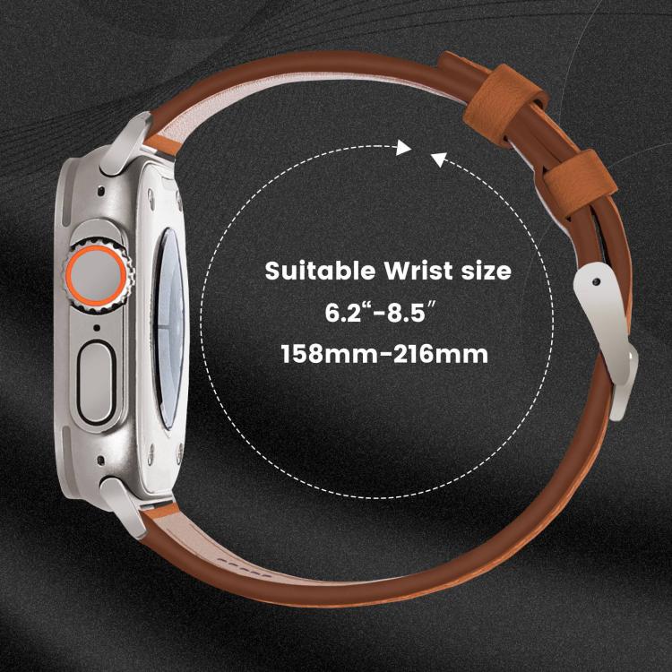 For Apple Watch 46mm / 49mm / 45mm / 44mm Titanium Buckle Nappa Genuine Leather Watch Band
