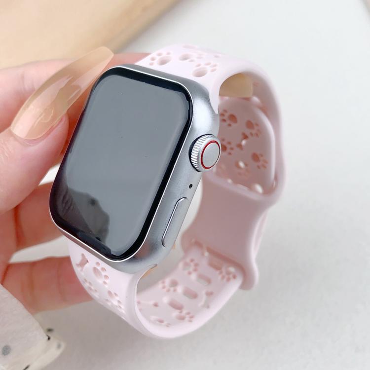 For Apple Watch 46mm / 49mm / 45mm / 44mm Dog Paw Bones Butterfly Buckle Silicone Watch Band