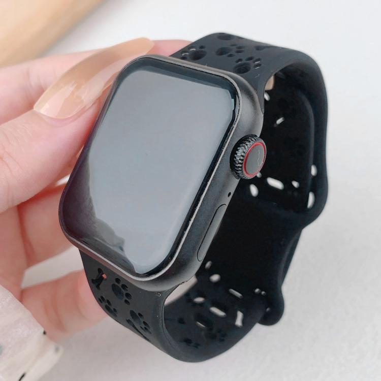 For Apple Watch 42mm / 41mm / 40mm / 38mm Dog Paw Bones Butterfly Buckle Silicone Watch Band