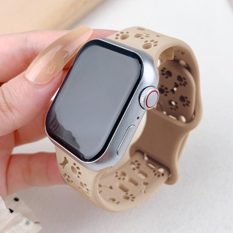 For Apple Watch 42mm / 41mm / 40mm / 38mm Dog Paw Bones Butterfly Buckle Silicone Watch Band