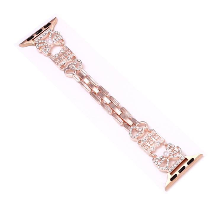 For Apple Watch 46mm / 49mm / 45mm / 44mm Bow Jewelry Buckle Stainless Steel Watch Band