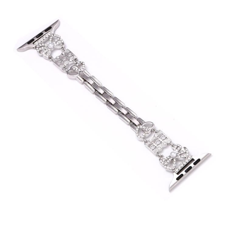 For Apple Watch 46mm / 49mm / 45mm / 44mm Bow Jewelry Buckle Stainless Steel Watch Band