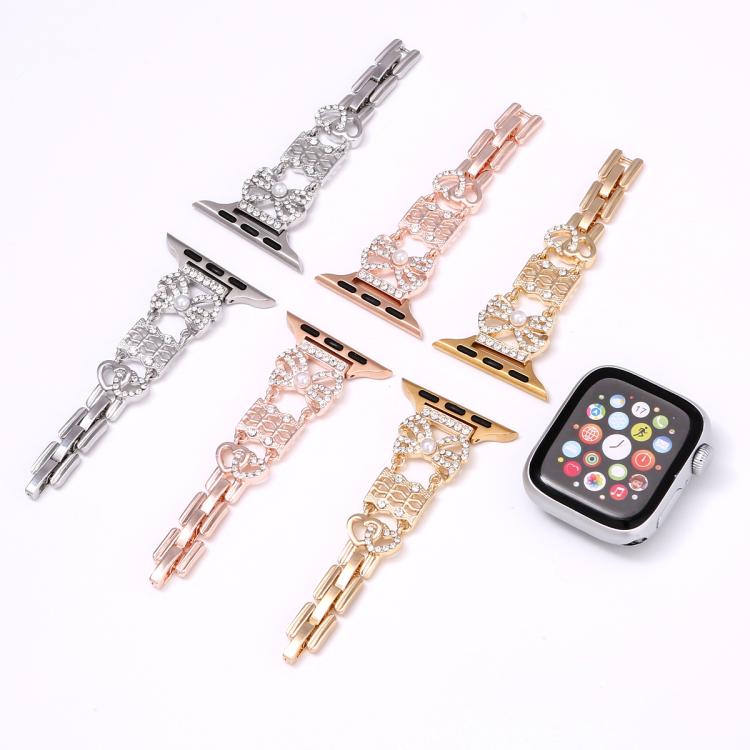 For Apple Watch 46mm / 49mm / 45mm / 44mm Bow Jewelry Buckle Stainless Steel Watch Band
