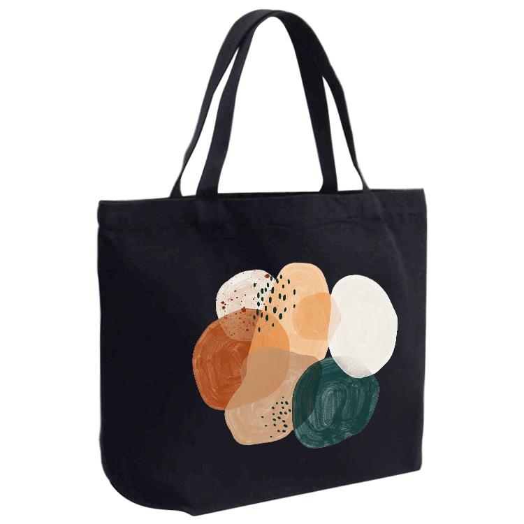 Watercolor Printed Canvas Handbag Digital Print On Your Demand, Size:35x45x15cm