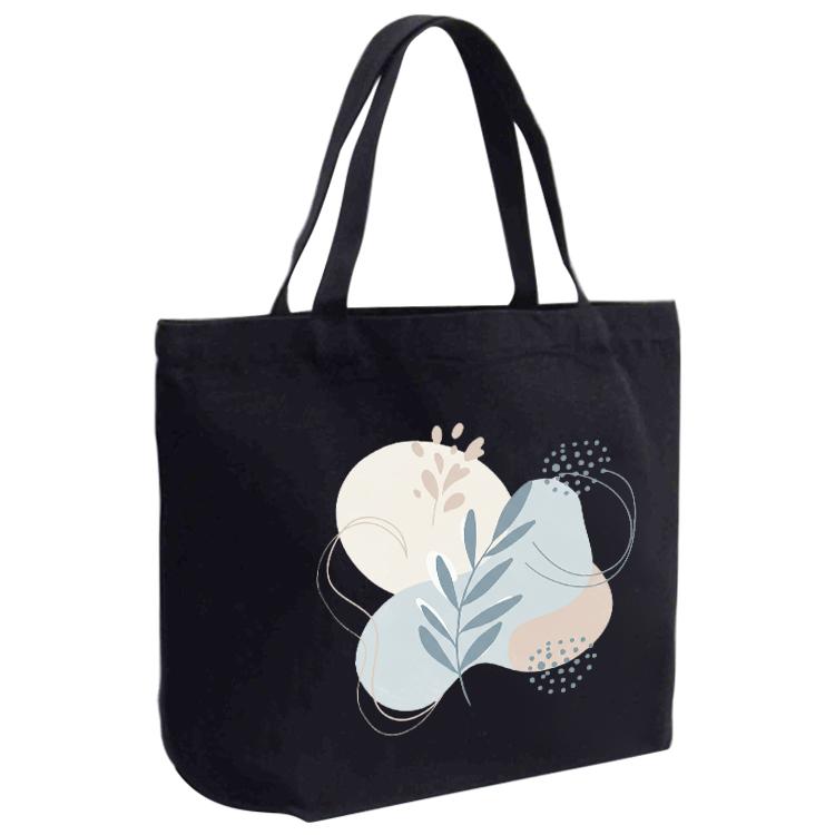 Fresh Leaves Printed Canvas Handbag Digital Print On Your Demand, Size:30x40x10cm