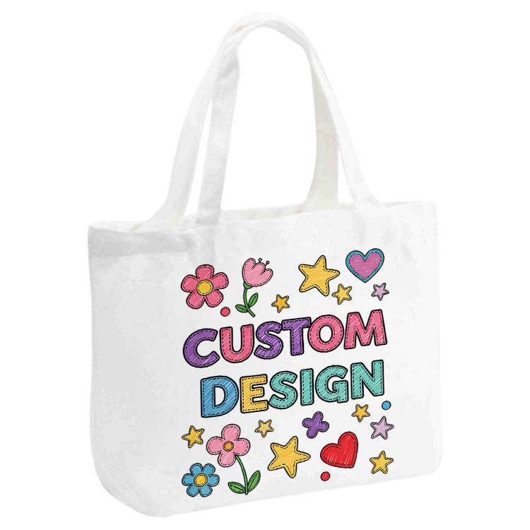 Child Drawing Printed Canvas Handbag Digital Print On Your Demand, Size:30x40x10cm